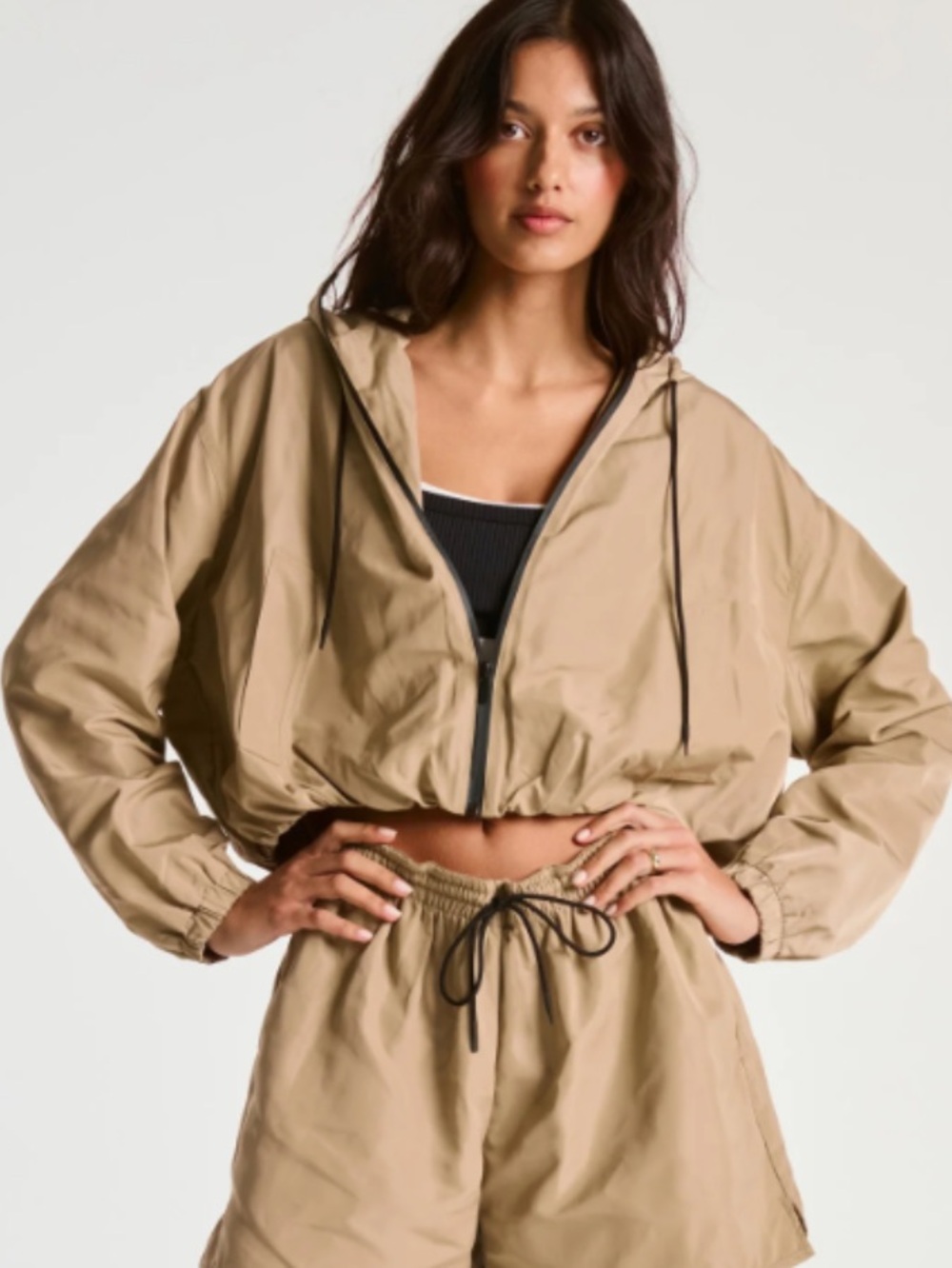 Zara Cropped Hooded Bomber Jacket Size L